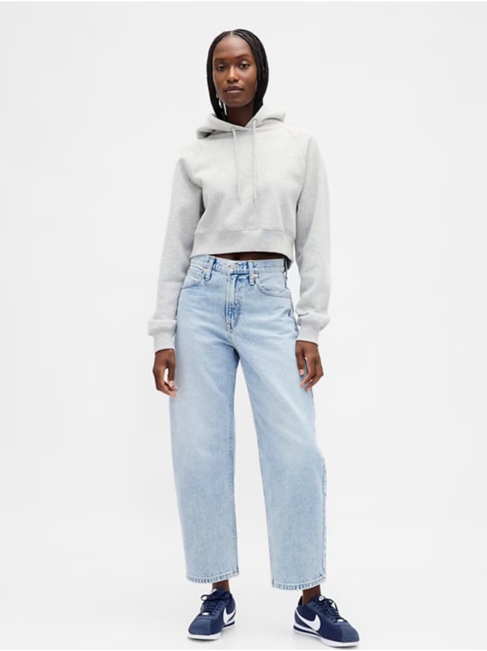 Gap High Rise Barrel Crop Jeans In Light Wash